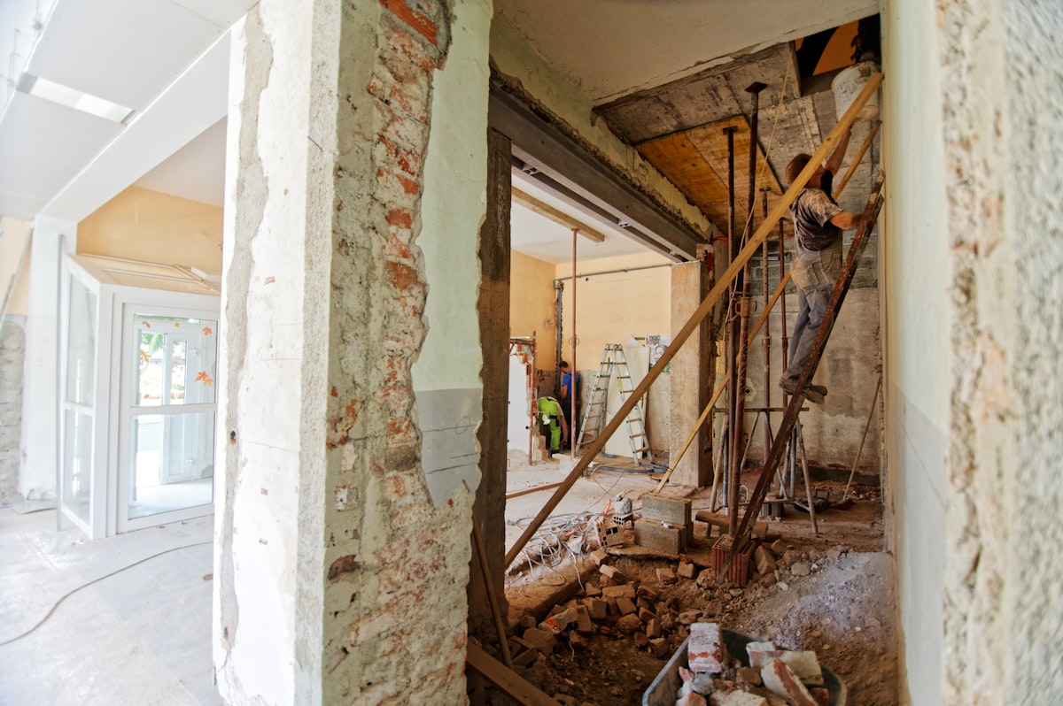 Interior renovation debris requiring post-construction cleanup in Austin and Georgetown, TX